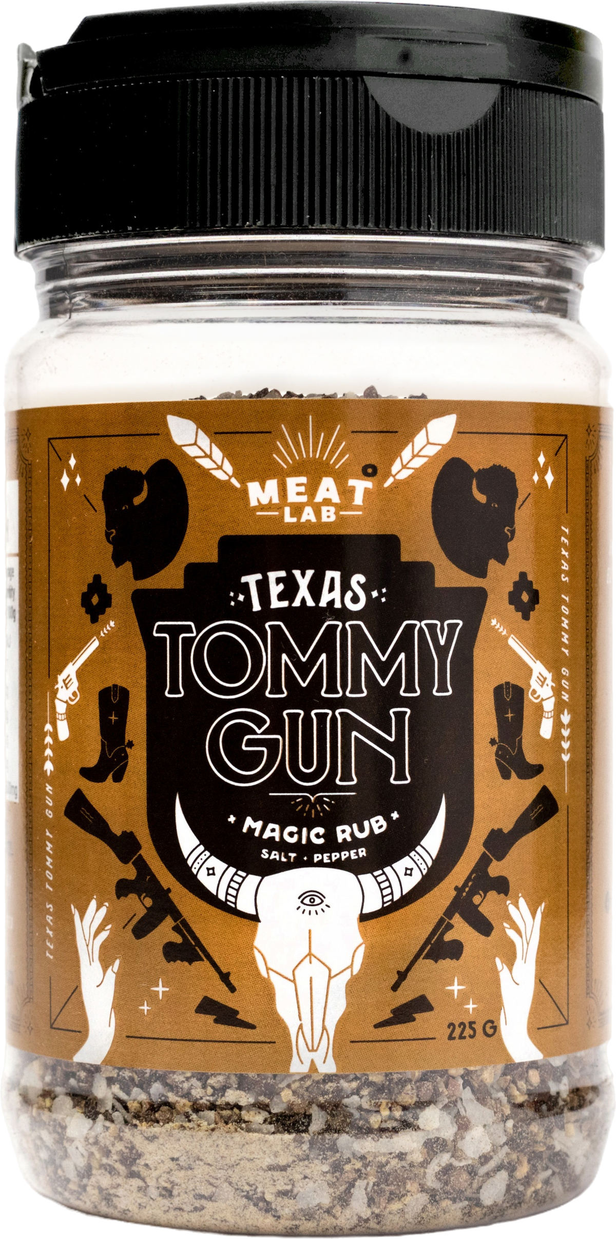 Tommy Gun jar, a Texas salt and pepper rub for brisket