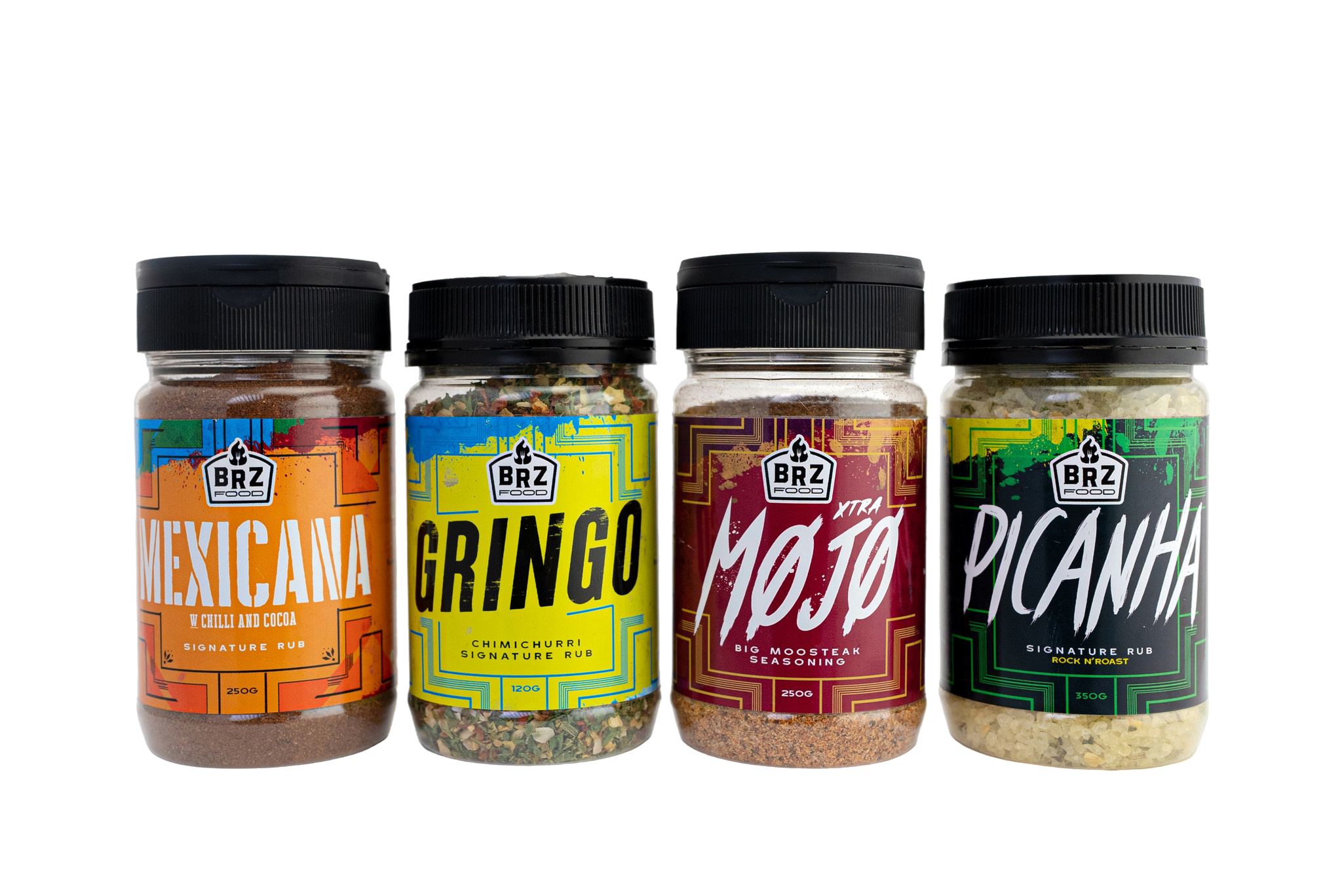 BRZ Food seasonings: Mexicana, Gringo, Xtra Mojo and Picanha